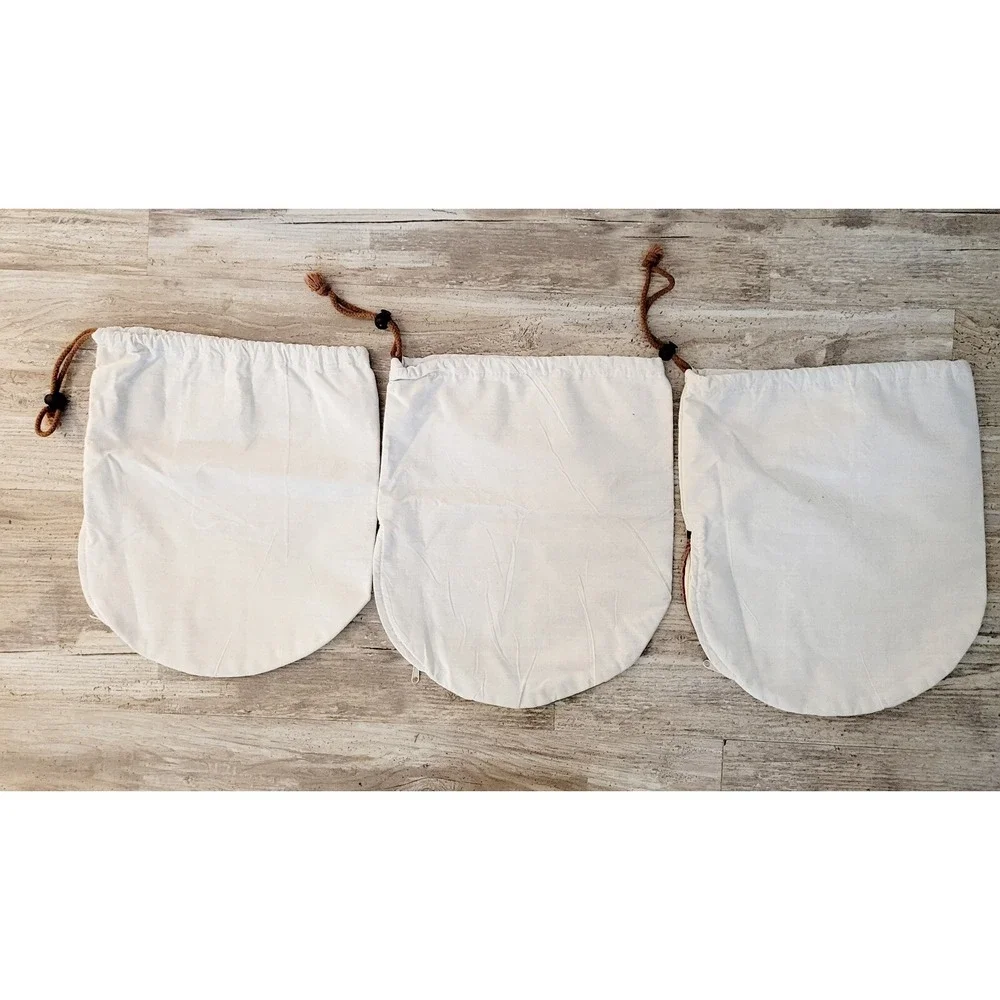 3 Cloth Onion Garlic Potato Fabric Storage Bags Bag With Drawstring & Zipper